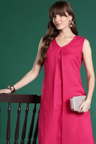 Pink printed pure cotton kurta trouser set
