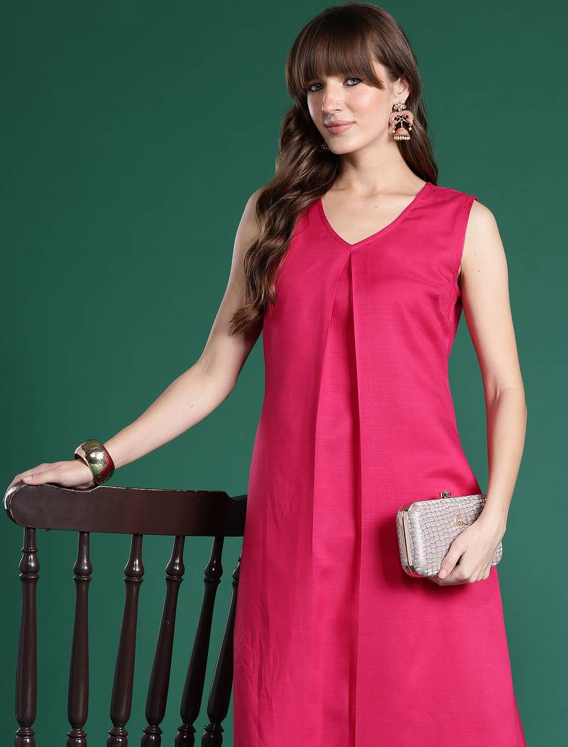 Pink printed pure cotton kurta trouser set