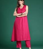 Pink printed pure cotton kurta trouser set