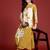 Mustard printed viscose rayon kurta trouser set
