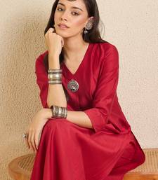 Maroon printed liva kurta trouser set