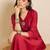 Maroon printed liva kurta trouser set