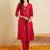 Maroon printed liva kurta trouser set