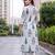 White printed pure cotton kurta trouser set