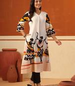 Off white printed pure cotton kurta trouser set