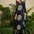 Navy blue printed viscose rayon kurta trouser set