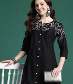 Black printed pure cotton kurta trouser set