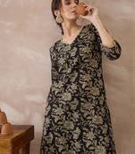 Black printed pure cotton kurta trouser set