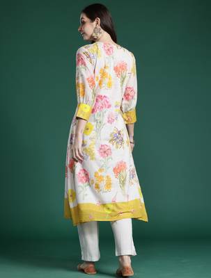 Multicolor printed pure cotton kurta trouser set 2