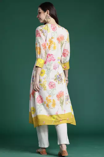 Multicolor printed pure cotton kurta trouser set