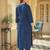 Teal embroidered viscose rayon kurta trouser set