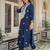 Teal embroidered viscose rayon kurta trouser set