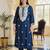 Teal embroidered viscose rayon kurta trouser set