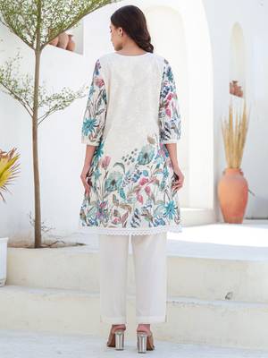 Multicolor printed pure cotton kurta trouser set 3