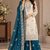 Cream and teal embroidered suit