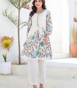 Multicolor printed pure cotton kurta trouser set