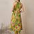 Yellow printed pure cotton kurta trouser set