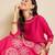 Pink embroidered silk kurta trouser set