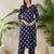 Blue printed pure cotton kurta trouser set