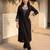 Black embroidered viscose rayon kurta trouser set