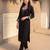 Black embroidered viscose rayon kurta trouser set
