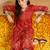 Red embroidered viscose rayon kurta trouser set
