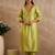Olive embroidered liva kurta trouser set