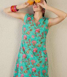 Green printed pure cotton kurta trouser set