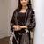 Black printed viscose rayon kurta trouser set
