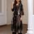 Black printed viscose rayon kurta trouser set