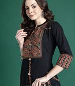Black printed pure cotton kurta trouser set