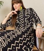 Black printed pure cotton kurta trouser set