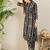 Black printed pure cotton kurta trouser set