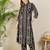 Black printed pure cotton kurta trouser set