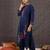 Blue embroidered pure cotton kurta trouser set