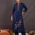 Blue embroidered pure cotton kurta trouser set