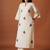 Off white embroidered pure cotton kurta trouser set