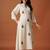 Off white embroidered pure cotton kurta trouser set