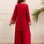 Red embroidered viscose rayon kurta trouser set