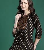 Black printed pure cotton kurta trouser set