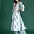 White printed pure cotton kurta trouser set