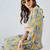 Yellow printed viscose rayon kurta trouser set