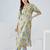 Yellow printed viscose rayon kurta trouser set