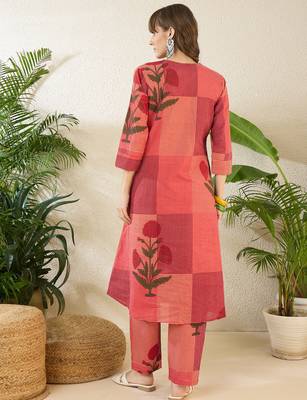 Multicolor printed pure cotton kurta trouser set 2
