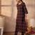 Navy blue printed pure cotton kurta trouser set