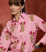 Pink printed pure cotton kurta trouser set