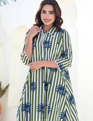 Multicolor printed pure cotton kurta trouser set 1