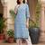 Blue printed pure cotton kurta trouser set