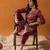 Maroon printed polyester kurta trouser set