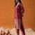 Maroon printed polyester kurta trouser set